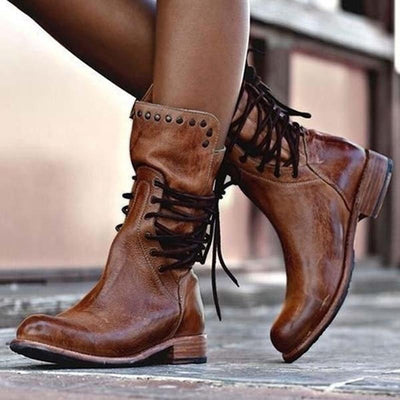 Irene | Vegan Leather Lace-Up Boots