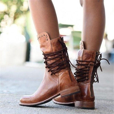 Irene | Vegan Leather Lace-Up Boots