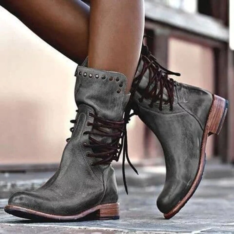 Irene | Vegan Leather Lace-Up Boots