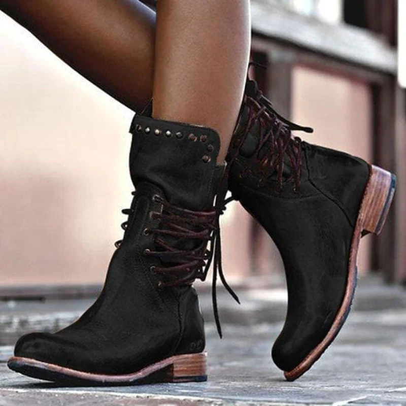 Irene | Vegan Leather Lace-Up Boots