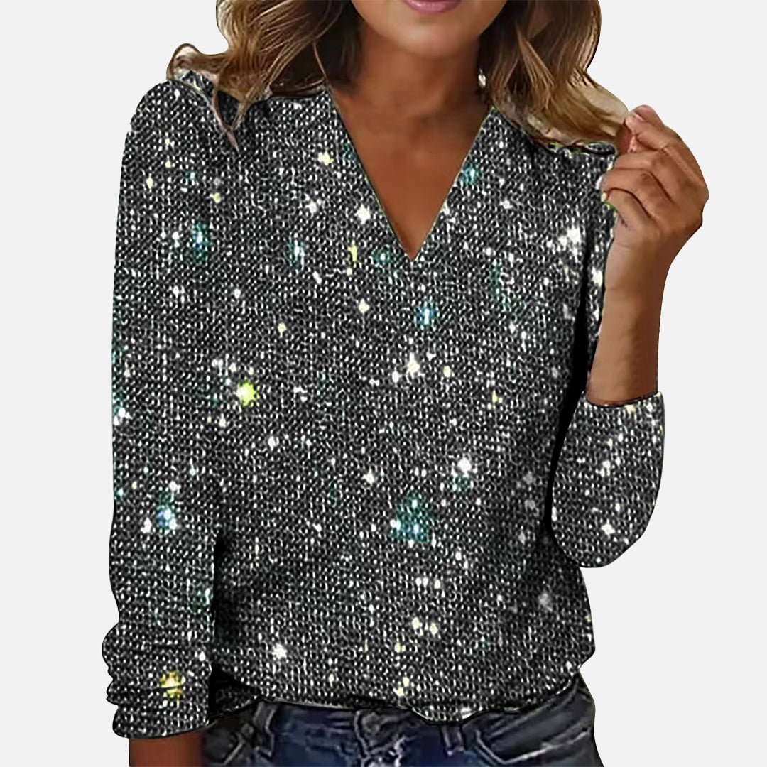 Ruby | Sparkling V-Neck Blouse