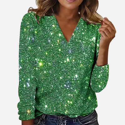 Ruby | Sparkling V-Neck Blouse