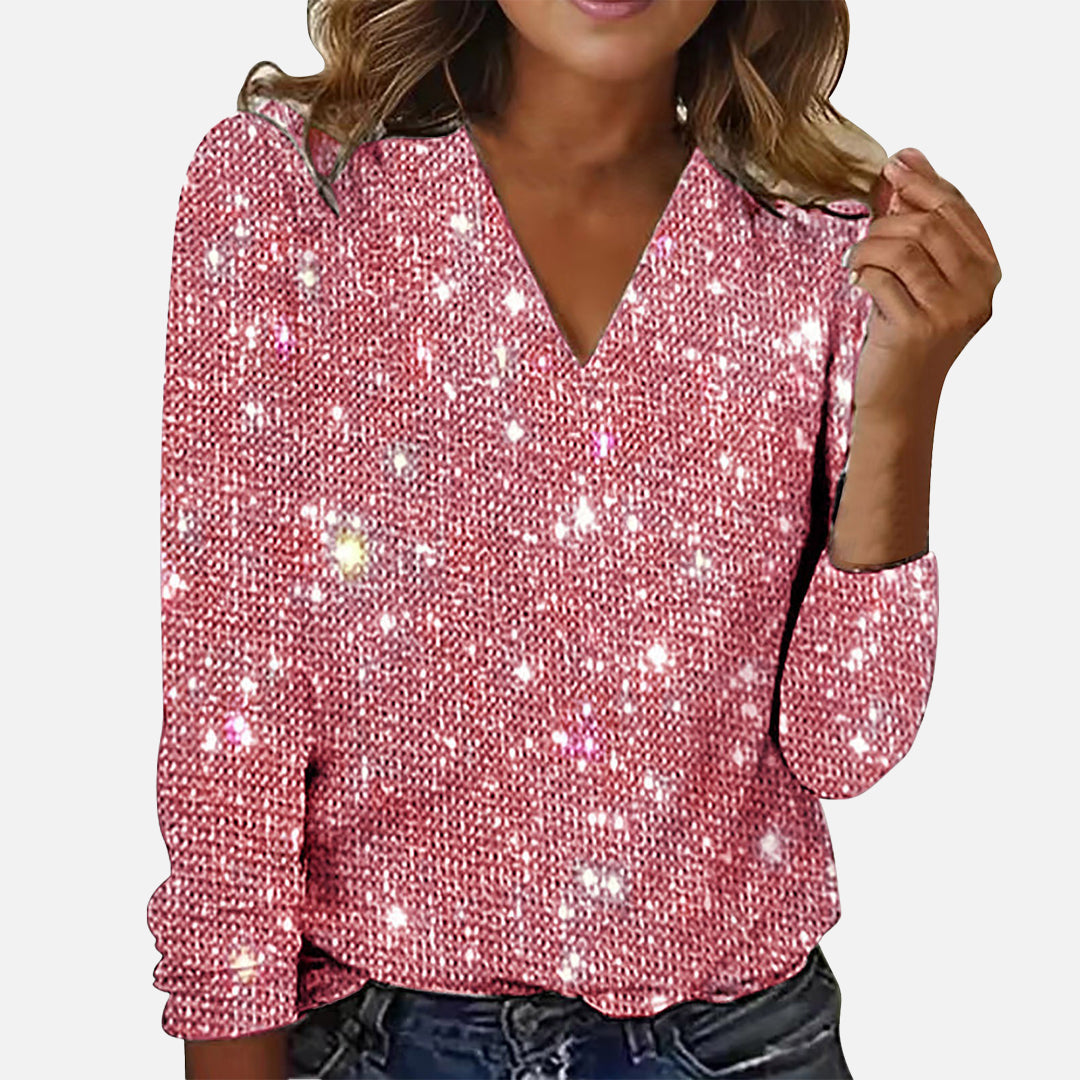 Ruby | Sparkling V-Neck Blouse