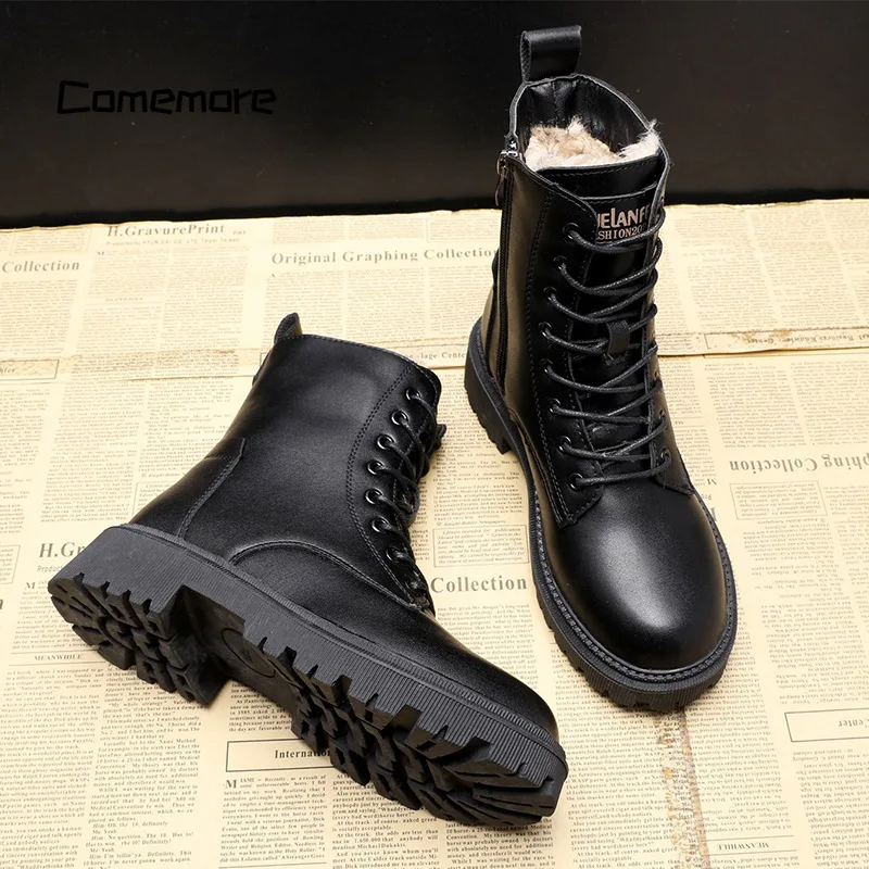 Norma | Black Leather Winter Boots