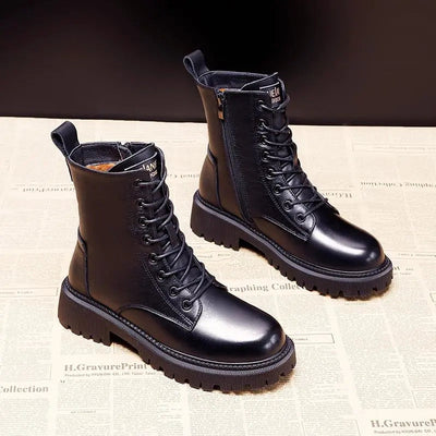 Norma | Black Leather Winter Boots