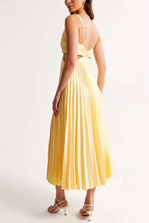 Amina | Sleeveless Pleated Maxi Dress